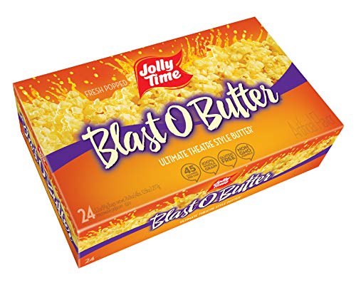 Product Cover JOLLY TIME Blast O Butter | Ultimate Movie Theater Style Microwave Popcorn with Extra Buttery Flavor, Palm Oil, Salt and Non GMO Kernels ,3.2 Oz,Pack of 24