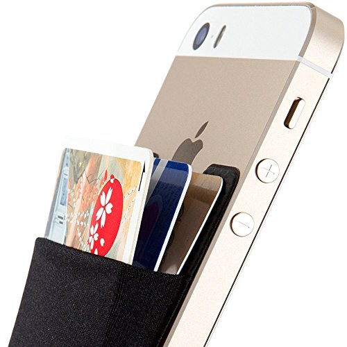 Product Cover Sinjimoru Card Holder for Back of Phone, Stick on Wallet functioning as Credit Card Holder, Phone Wallet and iPhone Card Holder / Card Wallet for Cell Phone. Sinji Pouch Basic 2, Black