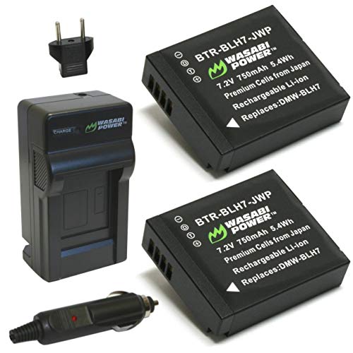 Product Cover Wasabi Power Battery (2-Pack) and Charger for Panasonic DMW-BLH7, DMW-BLH7E, DMW-BLH7PP (Compatible with Panasonic Lumix DC-GX850, DMC-GM1, DMC-GF7, DMC-LX10)