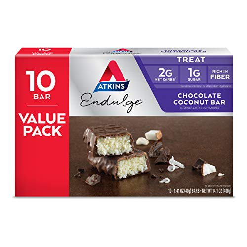 Product Cover Atkins Endulge Treat, Chocolate Coconut Bar, Keto Friendly, 10 Count (Value Pack)