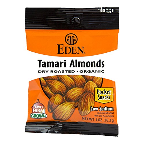 Product Cover Eden Tamari Almonds, Dry Roasted, Organic Pocket Snacks, 1 Ounce (Pack of 12)