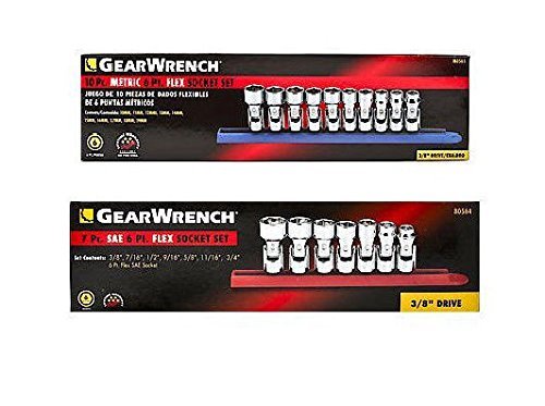 Product Cover GearWrench 80564 7pc SAE Flex Socket Set & 80565 10pc Metric Flex Socket Set