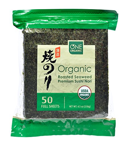 Product Cover ONE ORGANIC Sushi Nori Premium Roasted Organic Seaweed (50 Full Sheets)