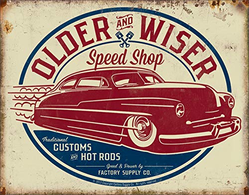 Product Cover Desperate Enterprises Older & Wiser Speed Shop - 50's Rod Tin Sign, 16