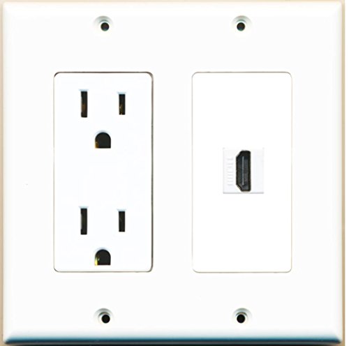 Product Cover RiteAV - 15 Amp Power Outlet and 1 Port HDMI Decorative Type Wall Plate - White