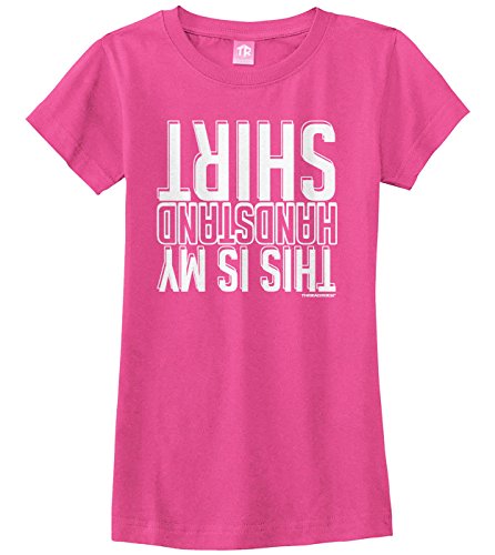 Product Cover Threadrock Big Girls' This Is My Handstand Shirt Fitted T-Shirt S Fuchsia