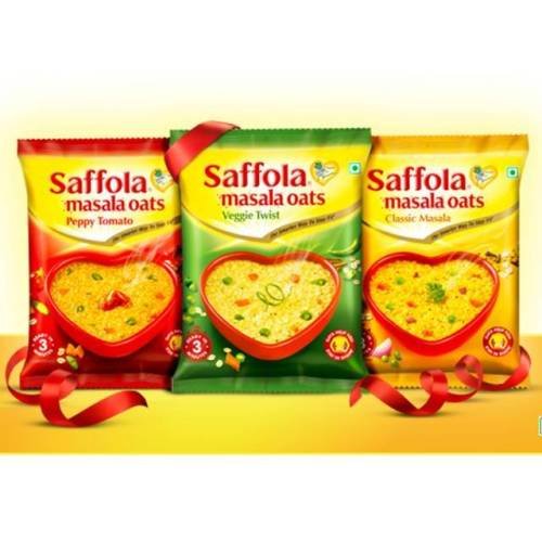 Product Cover Saffola Spicy (Masala) Oats, Ready in 3 Minutes, 3 Different Flavors - Classic Masala, Peppy Tamato and Veggie Twist , Delicious Healthy Breakfast - Pack of 6 (3 Flavors Each)