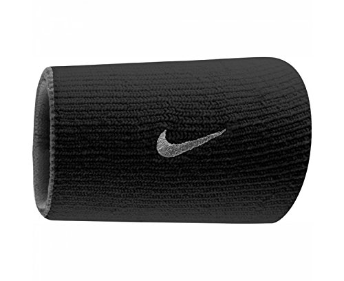 Product Cover Nike Dri-Fit Home & Away Doublewide Wristbands (1 Pair, One Size Fits Most, Black/Base Grey)