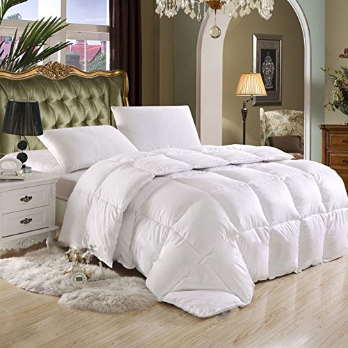 Product Cover Egyptain Bedding Luxurious Full/Queen Size Hard-to-FIND 80 Oz Fill Weight Goose Down Alternative Comforter, 600 Thread Count 100% Egyptian Cotton Cover, 750 Fill Power, Solid White Color