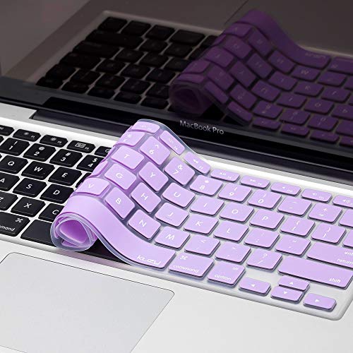 Product Cover Kuzy - MacBook Keyboard Cover for Older Version MacBook Pro 13, 15, 17 inch and MacBook Air 13 inch, iMac Wireless Keyboard, Apple Computer Accessories Key Board Silicone Skin Protector - Light Purple