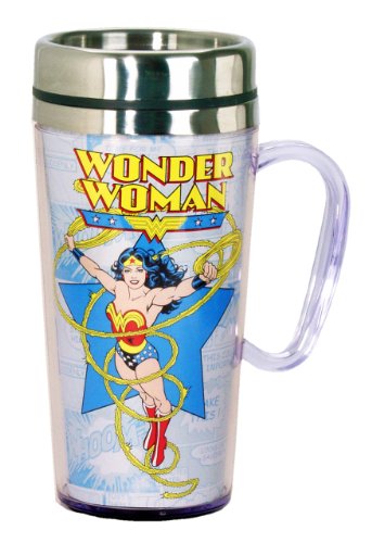 Product Cover DC Comics 17241 Wonder Woman Insulated Travel Mug, One Size, Multi Colored