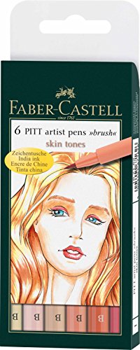 Product Cover Faber-Castell India Ink Pitt Artist Pens, Set of 6 Brush Tip (B), Skin Tones (FC167162)