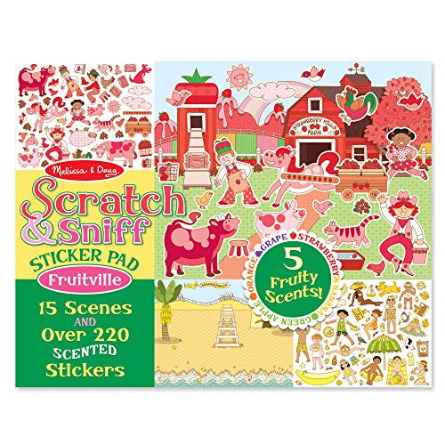 Product Cover Melissa & Doug Scratch and Sniff Sticker Pad: Fruitville - 220+ Fruit-Scented Stickers