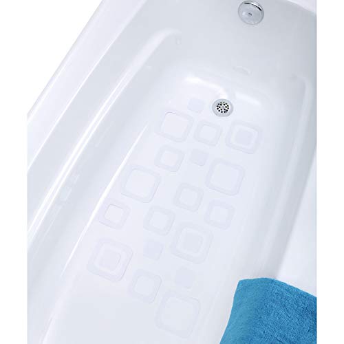 Product Cover SlipX Solutions Adhesive Square Safety Treads Add Non-Slip Traction to Tubs, Showers & Other Slippery Spots - Design Your Own Pattern! (21 Count, Reliable Grip, White)
