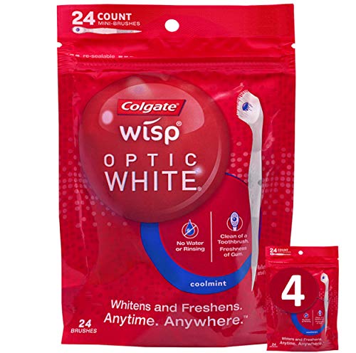 Product Cover Colgate Optic White Wisp Disposable Mini Travel Toothbrushes, Coolmint - 24 Count (4 Pack)