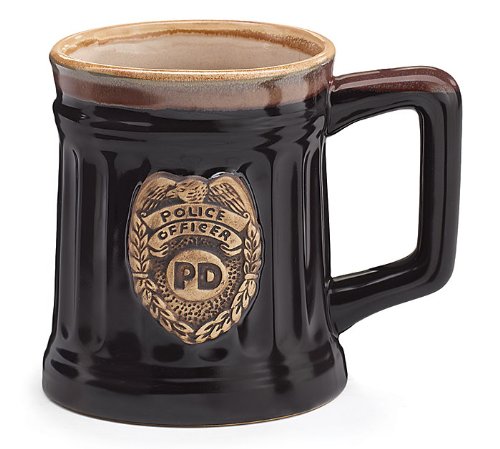 Product Cover Police Officer Porcelain Coffee Mug with Police Department Crest Stein Shaped