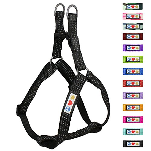 Product Cover Pawtitas Reflective Step in Dog Harness or Reflective Vest Harness, Comfort Control, Training Walking of Your Puppy/Dog Extra Small Dog Harness XS Black Dog Harness