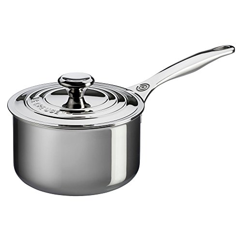 Product Cover Le Creuset Tri-Ply Stainless Steel Saucepan with Lid, 2-Quart