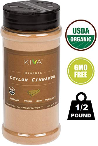 Product Cover Kiva Organic Ceylon Cinnamon Powder,Freshly Grounded, SNAP-LID Bottle - JUMBO SIZE - 8 oz