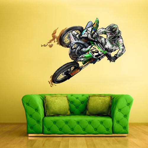 Product Cover STICKERSFORLIFE Full Color Wall Decal Mural Sticker Decor Art Dirt Bike Moto Motorcycle Motocross Biker Dirty (Col309)