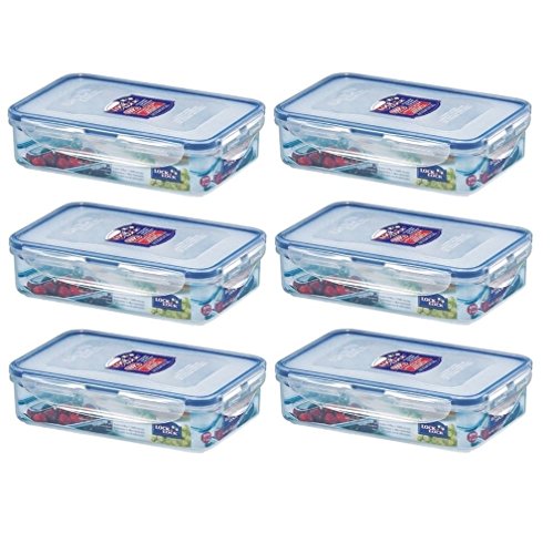 Product Cover (Pack of 6) Lock & Lock Airtight Rectangular Food Storage Container 27.05-oz / 3.38-cup