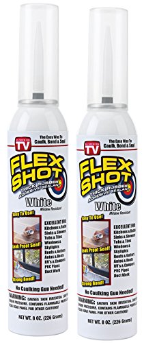 Product Cover Flex Shot Rubber Adhesive Sealant Caulk, 8-oz, White (2 Pack)(Mildew Resistant)