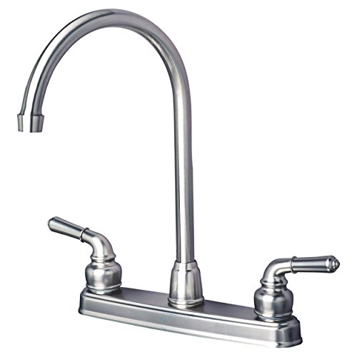 Product Cover Builders Shoppe 1201SS RV Mobile Home Non-Metallic High Arc Swivel Kitchen Sink Faucet Brushed Nickel Finish