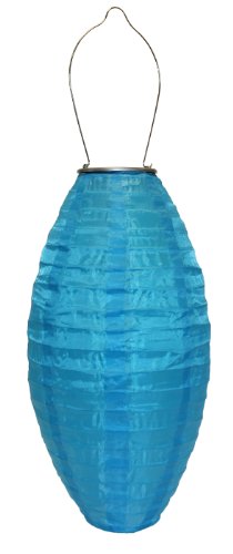 Product Cover Allsop Home and Garden 31025 Soji Pod Turquoise,  LED Outdoor Solar Lantern, Handmade with Weather-Resistant UV Rated Fabric, Stainless Steel Hardware, Chinese Style Light, 1-Count