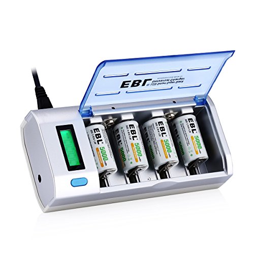 Product Cover EBL 906 Smart Charger for AA AAA C D 9V Rechargeable Batteries with 4 Pieces 5000mAh C Rechargeable Batteries