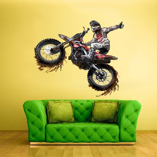Product Cover STICKERSFORLIFE Full Color Wall Decal Mural Sticker Decor Art Poster Gift Dirty Bike Motocross Motocycle Dirt Moto (Col331)