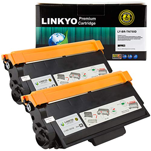 Product Cover LINKYO Compatible Toner Cartridge Replacement for Brother TN750 TN-750 TN720 (Black, High Yield, 2-Pack)