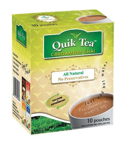 Product Cover Quik Tea All Natural Cardamom Chai Latte Mix Made from Assam Teas All Natural No Preservatives 10 Pouches 3-Pack (3 x 240 g / 3 x 8.5 oz)