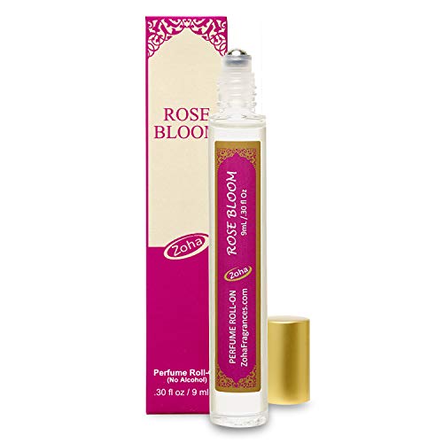 Product Cover Rose Bloom Perfume Oil Roll-On (No Alcohol) - Essential Oils and Clean Beauty Hypoallergenic Vegan Perfumes for Women and Men by Zoha Fragrances, 9 ml / 0.30 fl Oz