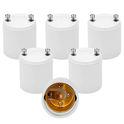 Product Cover JACKYLED GU24 to E26 E27 Adapter 6-pack Heat Resistant Up to 200℃ Fire Resistant Converts GU24 Pin Base Fixture to E26 E27 Standard Screw-in Socket