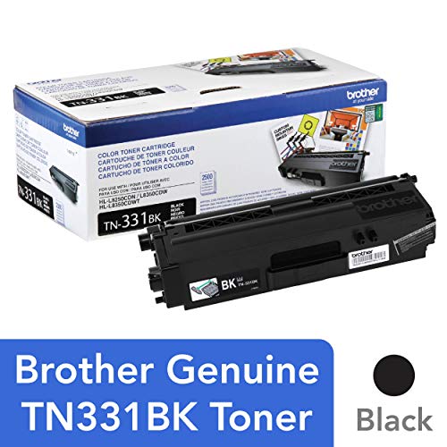 Product Cover Brother Genuine Standard Yield Toner Cartridge, TN331BK, Replacement Black Toner, Page Yield Up To 2,500 Pages, Amazon Dash Replenishment Cartridge, TN331