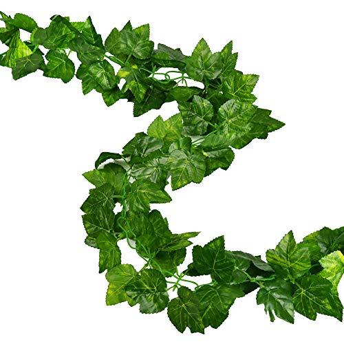 Product Cover RURALITY Artificial Ivy Garland Fake Green Vines with Grape Leaves for Wedding,Table,Cabinet Decoration,Pack of 2,Total 189 Inches