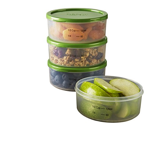 Product Cover Fit & Fresh Smart Portion 1/2 Cup Chilled Containers, Set of 4 Portion Control Containers with Removable Ice Packs, BPA-Free, Freezer/Microwave/Dishwasher Safe