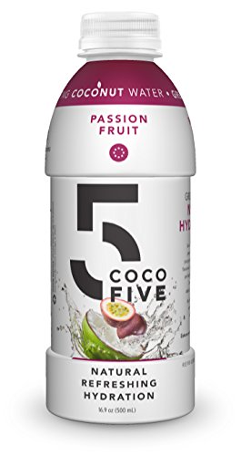 Product Cover COCO5 Clean Sports Hydration Passion Fruit Flavor | 100% Natural | 50% Less Sugar | Nothing Artificial | Non-GMO | Gluten Free | Developed by Pro Trainers for Pro Athletes | 16.9 OZ (Pack - 12)