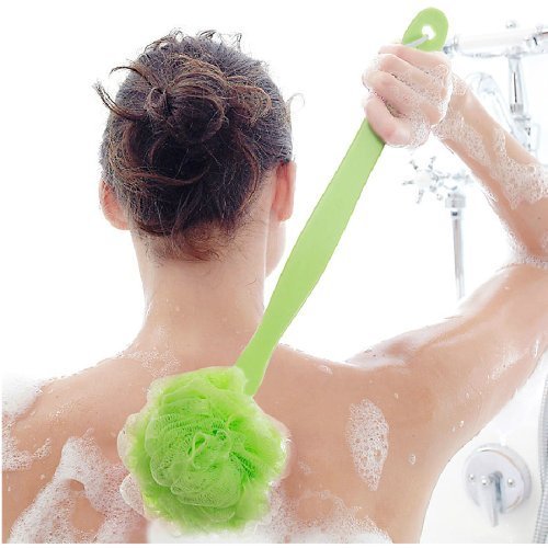 Product Cover Bestrice 18in Long Handle Bath Body Back Brush Shower Nylon Mesh Scrubber Loofah Sponge Large Head (Green)