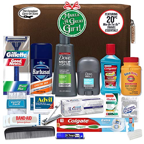 Product Cover Convenience Kits Men's Premium 20 Count Necessities Travel Kit, Featuring: Dove Men & Care Products