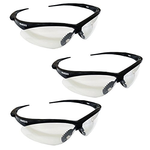 Product Cover Jackson Safety V30 Nemesis Safety Glasses (25676), Clear with Black Frame, 3-pack