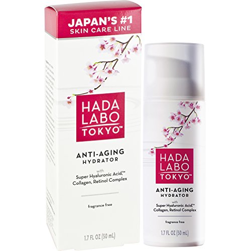 Product Cover Hada Labo Tokyo Anti-Aging Hydrator 1.7 Fl. Oz - with Super Hyaluronic Acid, Collagen and Retinol Complex - lightweight anti aging serum helps increase firmness and elasticity, fragrance free