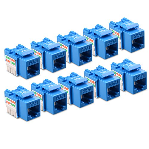 Product Cover Cable Matters UL Listed 10-Pack Cat6 RJ45 Keystone Jack (Cat 6, Cat6 Keystone Jack) in Blue