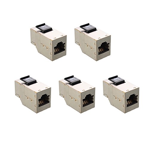 Product Cover Cable Matters UL Listed 5-Pack RJ45 Shielded Cat6 Keystone Jack in-Line Couplers in Silver