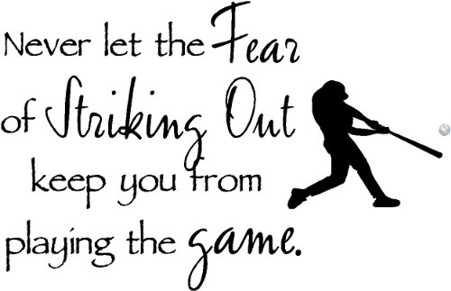Product Cover Sticker Perfect Never let The Fear of Striking Out Keep You from Playing The Game with Colored Baseball Inspirational Home Vinyl Wall Decals Sayings Art Lettering