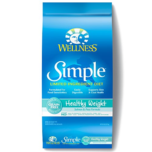 Product Cover Wellness Simple Natural Grain Free Dry Limited Ingredient Healthy Weight Dog Food, Salmon & Peas, 24-Pound Bag
