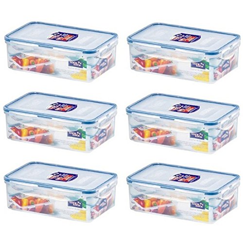 Product Cover (Pack of 6) LOCK & LOCK Airtight Rectangular Food Storage Container 33.81-oz / 4.23-cup