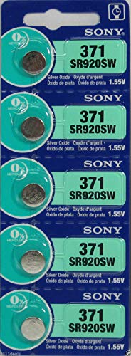 Product Cover Sony 371 (SR920SW) 1.55V Silver Oxide 0%Hg Mercury Free Watch Battery (5 Batteries)