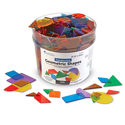 Product Cover Learning Resources Translucent Geometric Shapes, Early Geometry Skills, Classroom Accessories, Teacher Aids, 408 Pieces, Grades Pre-K+, Ages 4+