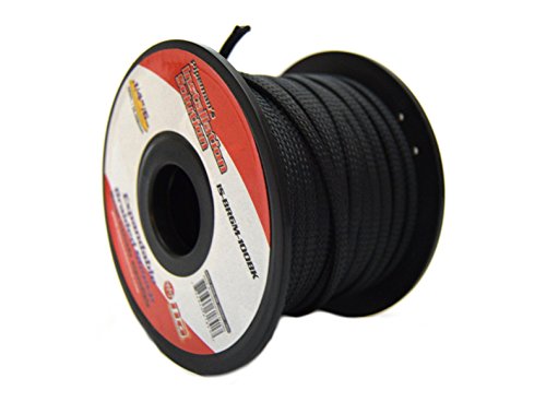 Product Cover BLACK 1/4 100FT BRAIDED EXPANDABLE FLEX SLEEVE WIRING HARNESS LOOM WIRE COVER